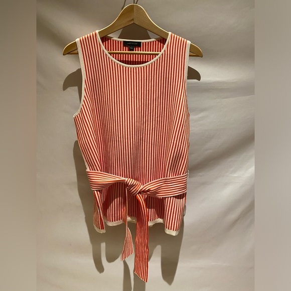 Ann Taylor red & white striped sweater with belt L - Picture 7 of 8
